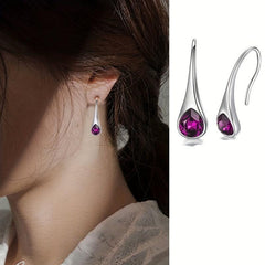 Water Drop Green Gemstone Ear Stud Earrings
