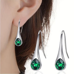 Water Drop Green Gemstone Ear Stud Earrings