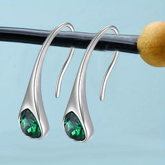 Water Drop Green Gemstone Ear Stud Earrings