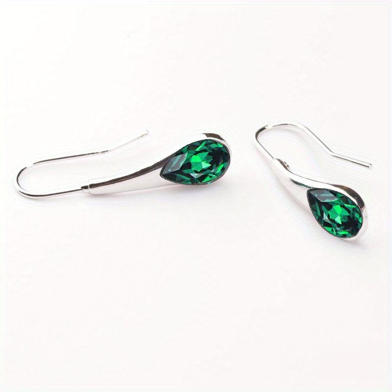 Water Drop Green Gemstone Ear Stud Earrings
