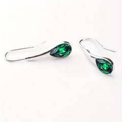 Water Drop Green Gemstone Ear Stud Earrings