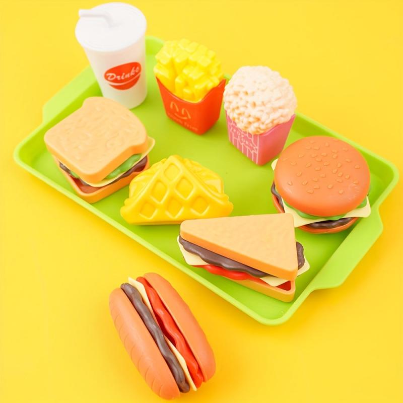 Kitchen Simulation Food Set for Kids - Hamburger, Fries, Sandwiches - 8pcs