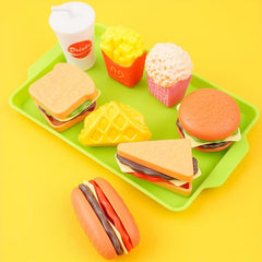 Kitchen Simulation Food Set for Kids - Hamburger, Fries, Sandwiches - 8pcs