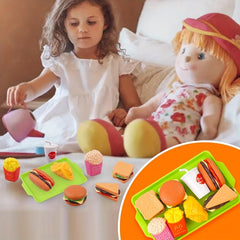 Kitchen Simulation Food Set for Kids - Hamburger, Fries, Sandwiches - 8pcs