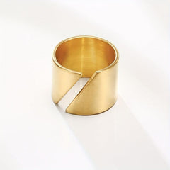 Wide Stainless Steel Wrap Ring for Women - Geometric Statement Finger Ring