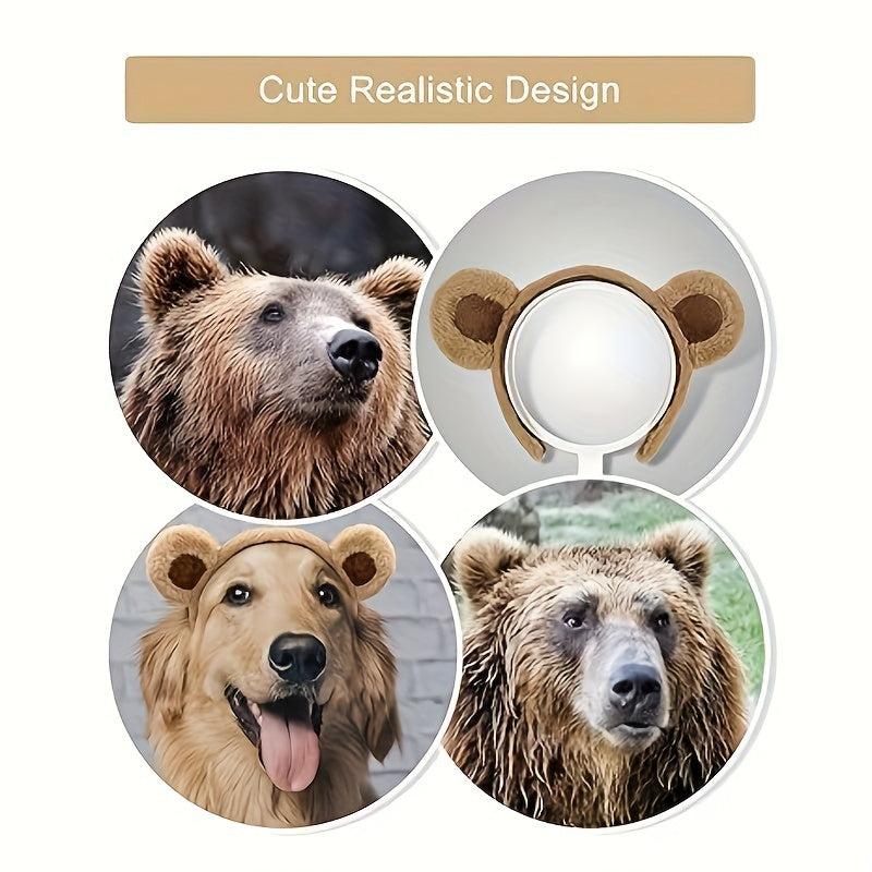 Brown Bear Ears Headband for Party Cosplay Costume Makeup Washing Face Hair Hoop