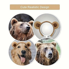 Brown Bear Ears Headband for Party Cosplay Costume Makeup Washing Face Hair Hoop