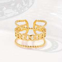 Stylish Chain Dot Open Stainless Steel Ring