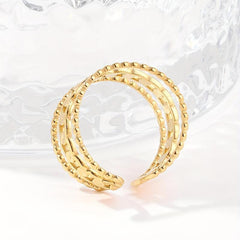 Stylish Chain Dot Open Stainless Steel Ring
