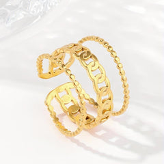 Stylish Chain Dot Open Stainless Steel Ring