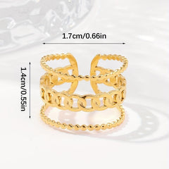 Stylish Chain Dot Open Stainless Steel Ring