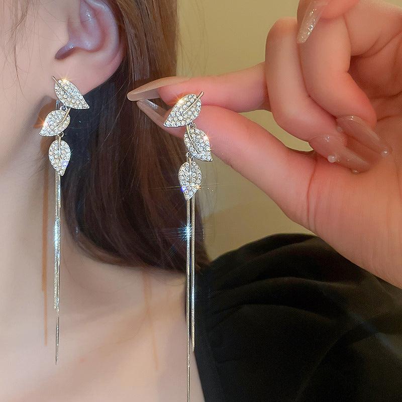 Leaf Tassel Earrings Light Temperament High-end Earrings