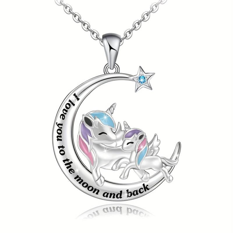 Star & Moon Unicorn Pendant Necklace Set