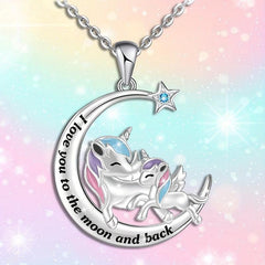 Star & Moon Unicorn Pendant Necklace Set
