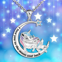 Star & Moon Unicorn Pendant Necklace Set