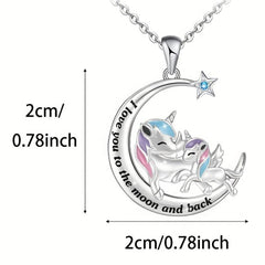 Star & Moon Unicorn Pendant Necklace Set
