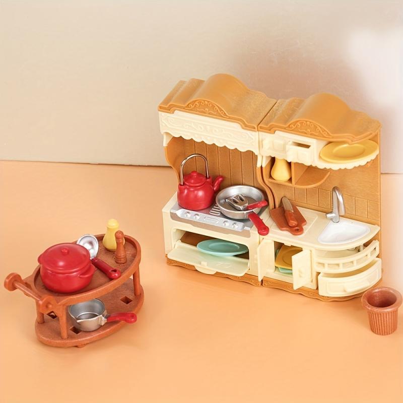 18pcs Kitchen Combo Toys Stove Dishwasher Tableware Dollhouse Play