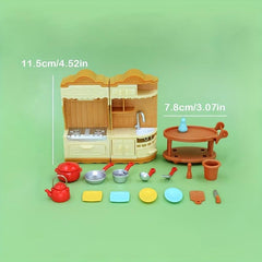18pcs Kitchen Combo Toys Stove Dishwasher Tableware Dollhouse Play