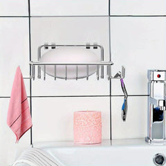 Stainless Steel Shower Wall Soap Holder with 4 Hooks