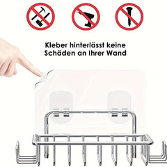 Stainless Steel Shower Wall Soap Holder with 4 Hooks