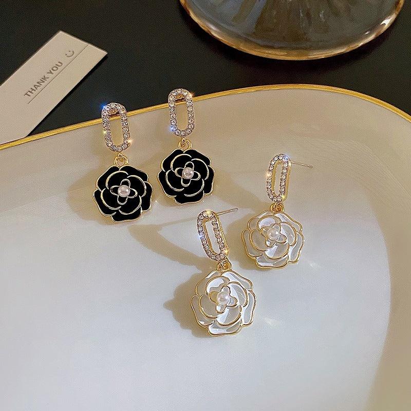 Camellia Earrings Female All-match Niche Earrings