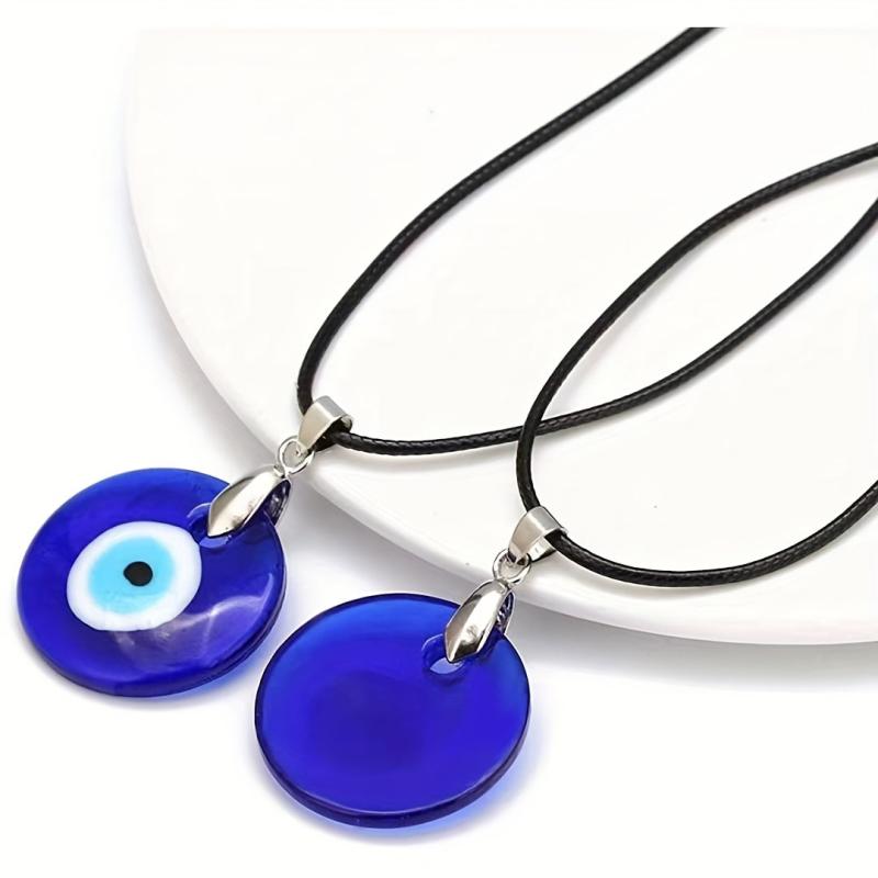 Retro Devil's Eye Glass Pendant Necklace