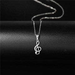 1pc Stainless Steel Hollow Note Pendant Necklace Couple Accessory