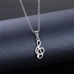 1pc Stainless Steel Hollow Note Pendant Necklace Couple Accessory