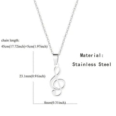 1pc Stainless Steel Hollow Note Pendant Necklace Couple Accessory