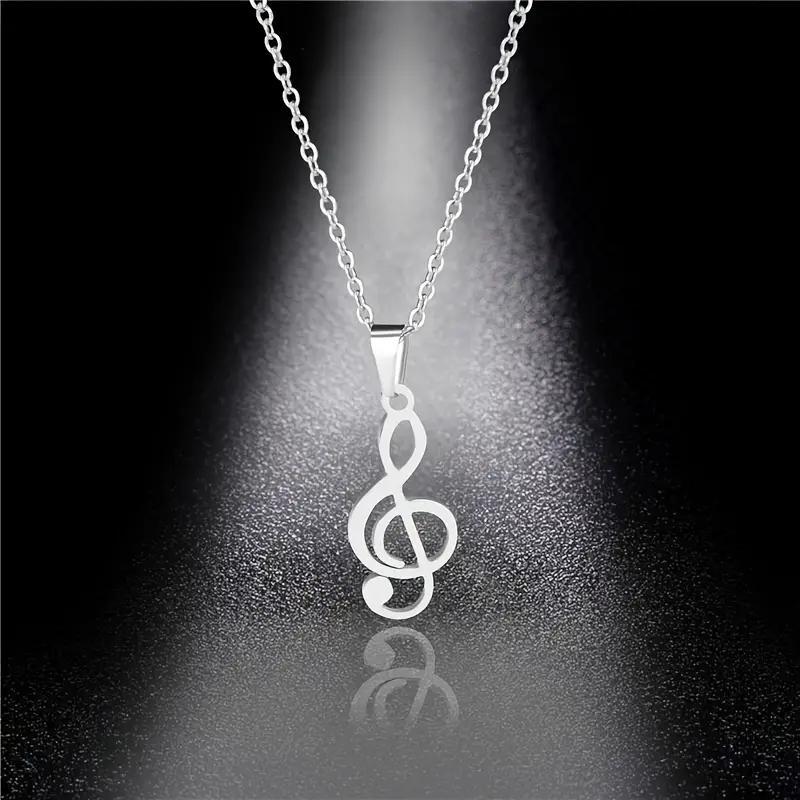 1pc Stainless Steel Hollow Note Pendant Necklace Couple Accessory