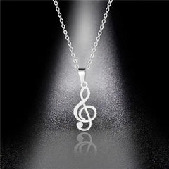 1pc Stainless Steel Hollow Note Pendant Necklace Couple Accessory