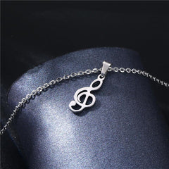 1pc Stainless Steel Hollow Note Pendant Necklace Couple Accessory