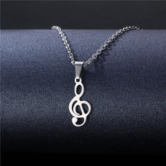 1pc Stainless Steel Hollow Note Pendant Necklace Couple Accessory