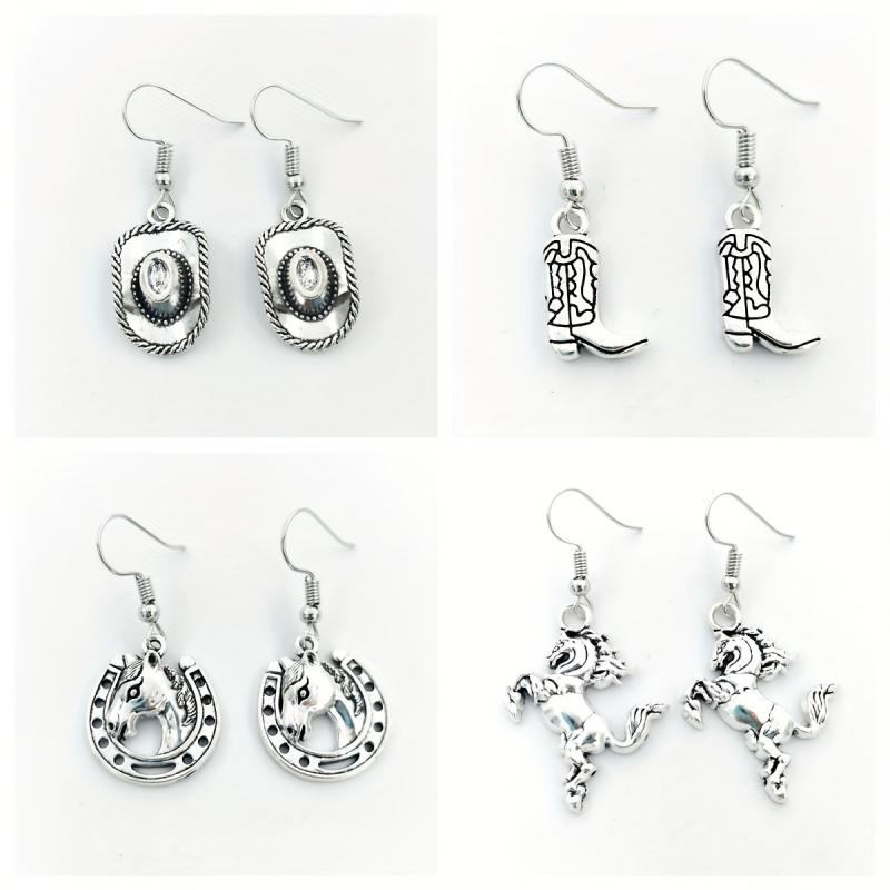 Western Cowboy Series Earrings Vintage Alloy Earrings