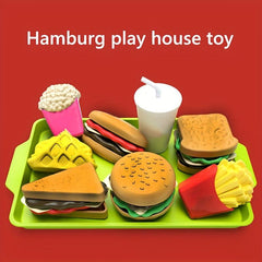 Detachable Snack Hamburger Pretend Toy Play House Food Sets For Kids Kitchen Toy