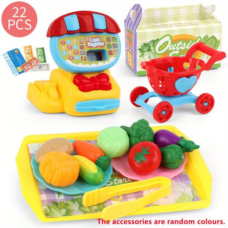 Mini Supermarket Cash Register & Shopping Cart Set