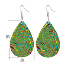 Green Spiral Teardrop Dangle Earrings Bohemian Style
