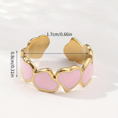 Peach Heart Stainless Steel Ring for Wedding and Prom