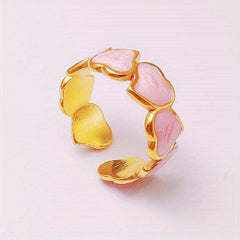 Peach Heart Stainless Steel Ring for Wedding and Prom
