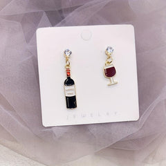 Asymmetrical Wine Glass Alloy Earrings