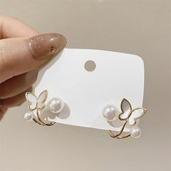 Butterfly Shape Faux Pearl Earrings for Women
