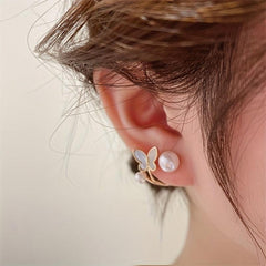Butterfly Shape Faux Pearl Earrings for Women