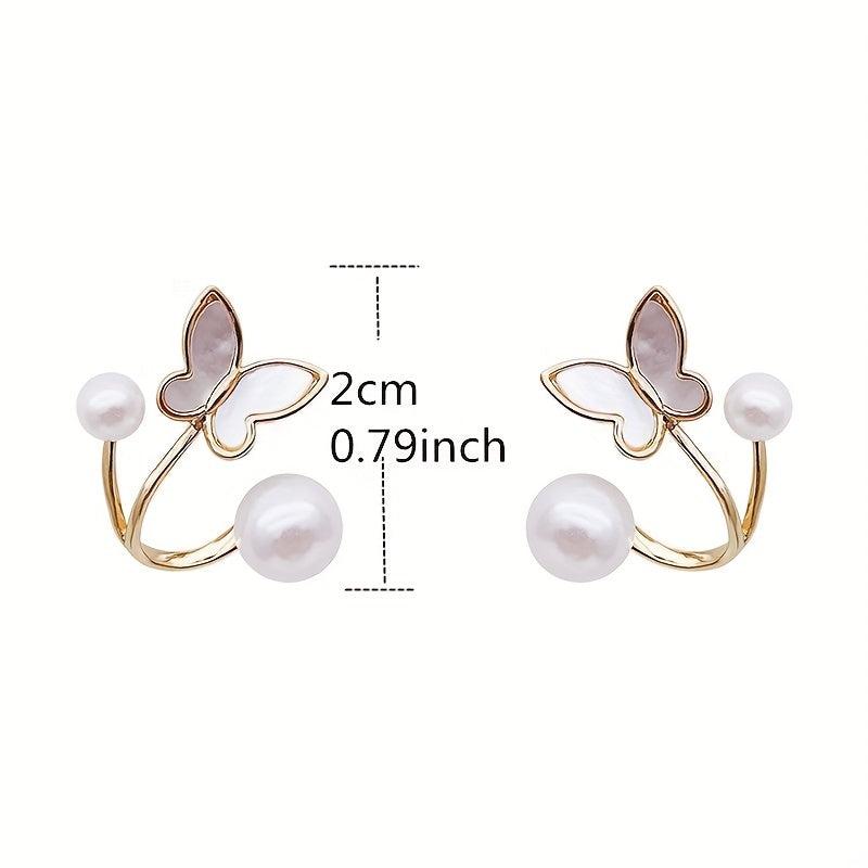 Butterfly Shape Faux Pearl Earrings for Women
