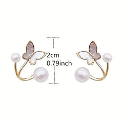 Butterfly Shape Faux Pearl Earrings for Women