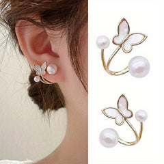 Butterfly Shape Faux Pearl Earrings for Women