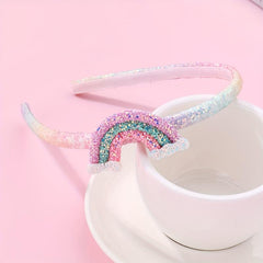 Sequined Rainbow Kids Headband Glitter Bow Decor Headband