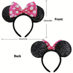 Sequin Mouse Ears Headband Pink Cosplay Party Hair Accessories