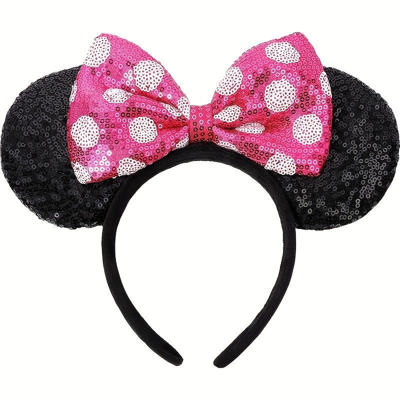 Sequin Mouse Ears Headband Pink Cosplay Party Hair Accessories