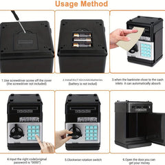 Electronic Piggy Bank ATM Cash Coin Can for Kids