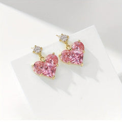 Love Heart Pendant Necklace & Earrings Set Wedding Bridal Jewelry Gift